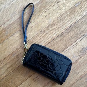 Black two-zipper wristlet